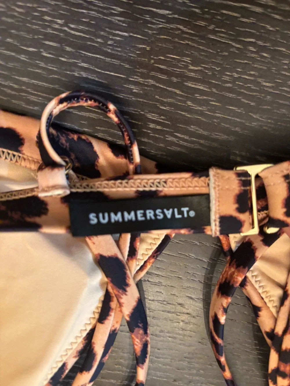 Summersalt Leopard-Print The Triangle Bikini Top Size 10